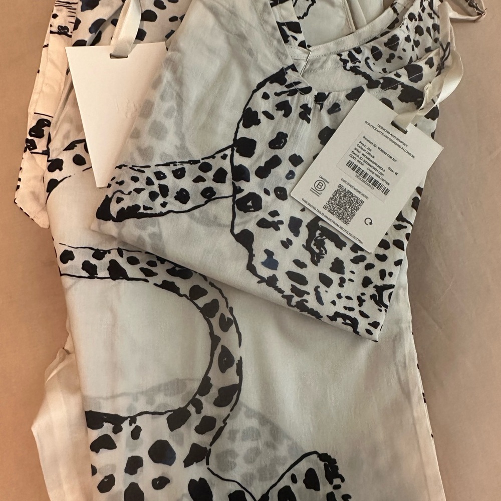 NWT: Women's Leopard Print Pajama Set - White and Black - Picture 3 of 5